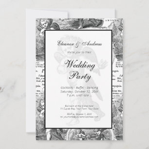 Wedding or Engagement Vintage Cupid French Toile Invitation