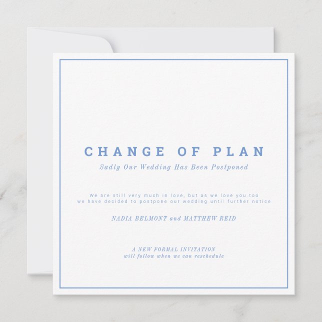 Wedding or event change of plan postponed save the save the date (Front)