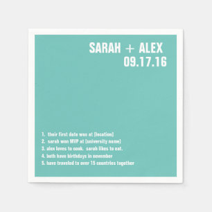 Wedding or Shower Fun Facts Cocktail Napkin