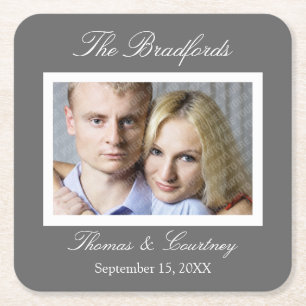 Wedding or Special Event Photo Coasters - Grey