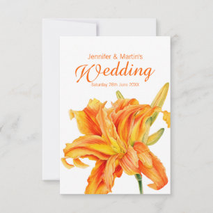 Wedding orange daylily meal options reply cards