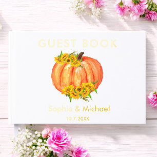 Wedding Orange Pumpkin Fall Sunflower  Guest Book