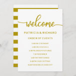 Wedding Order of Events Gold Timeline Schedule Invitation<br><div class="desc">A rustic chic black lettering wedding order of events cards. Add your own background colour.</div>