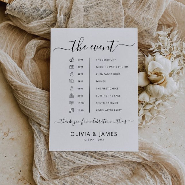 Wedding Order of Events Poster, Wedding Timeline  Invitation (Wedding Order of Events Poster, Wedding Timeline Invitation)