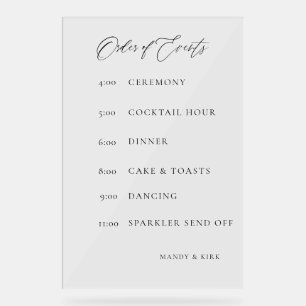 Wedding Order of Events Sign Elegant Minimal