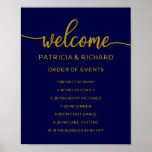 Wedding Order of Events Sign | Gold Navy Blue<br><div class="desc">A rustic chic black lettering wedding order of events sign. Add your own background colour.</div>