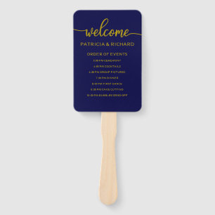 Wedding Order of Events Timeline Navy Blue Hand Fan