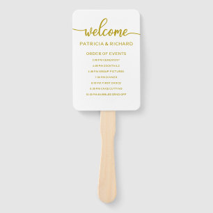Wedding Order of Events Timeline Schedule Gold Hand Fan
