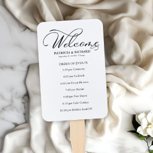 Wedding Order of Events Timeline Simple Elegant Hand Fan
