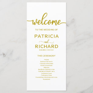 Wedding Order of Service Ceremony Program Gold Programme