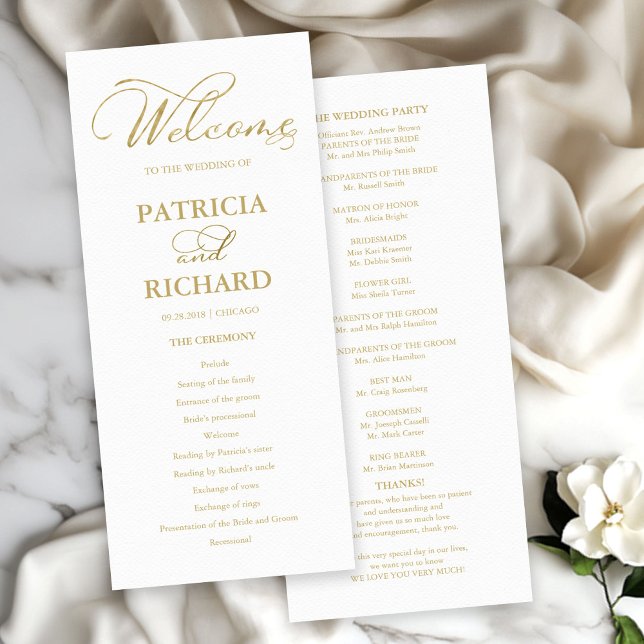 Wedding Order of Service Ceremony Program Gold Programme (Creator Uploaded)