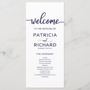 Wedding Order of Service Program Chic Navy Blue Programme