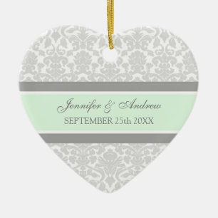 Wedding Ornament Favour Grey Mint Damask