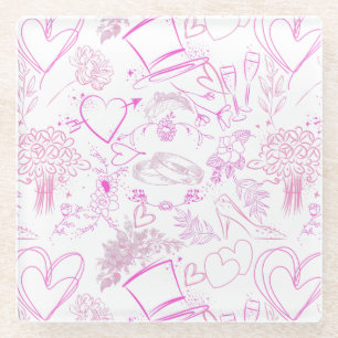 Wedding ornaments pattern 02 glass coaster