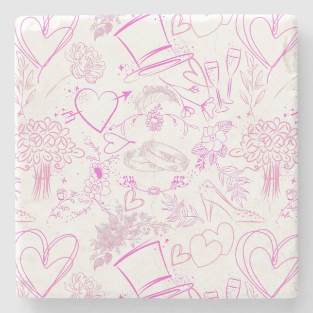 Wedding ornaments pattern 02 stone coaster (Front)