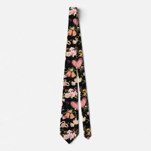 Wedding ornaments pattern Black BG Tie