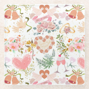 Wedding ornaments pattern glass coaster