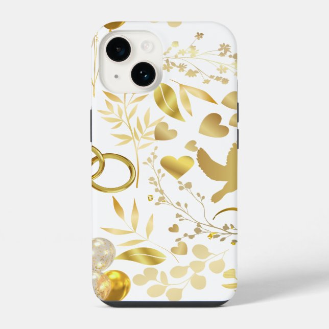 Wedding ornaments pattern in Gold 02 iPhone Case (Back)