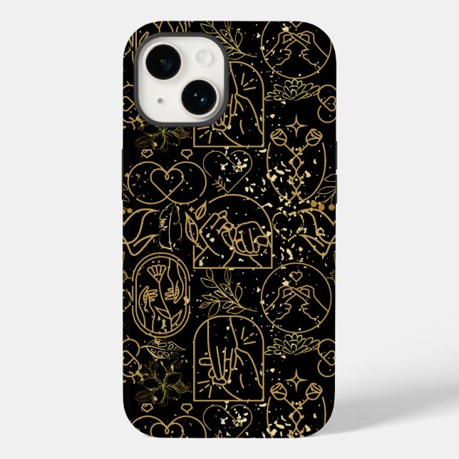 Wedding ornaments pattern in Gold Black BG Case-Mate iPhone Case (Back)