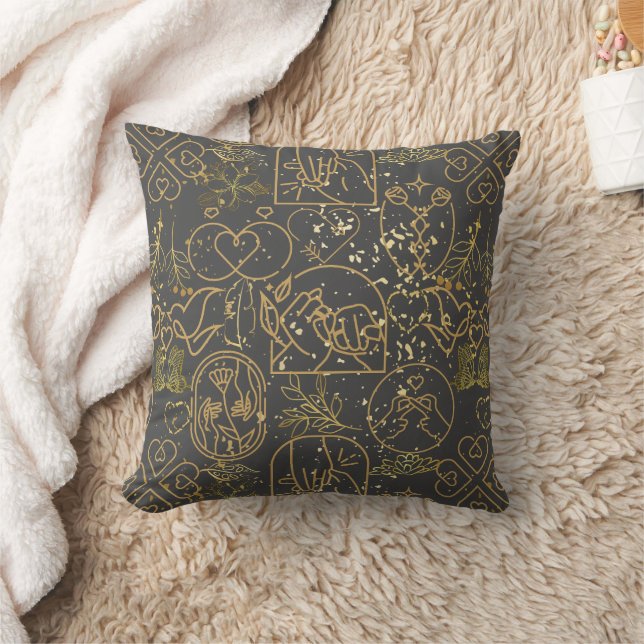 Wedding ornaments pattern in Gold D Grey BG Cushion (Blanket)