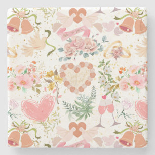 Wedding ornaments pattern stone coaster