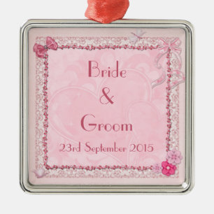 Wedding ornaments with hearts and butterflies