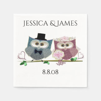 Wedding Owls Personalize Paper Napkin