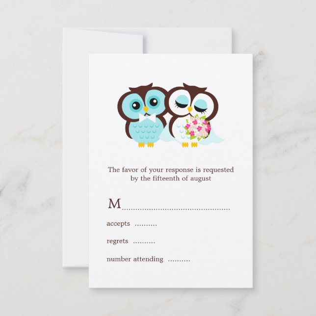Wedding Owls Response Cards (Front)
