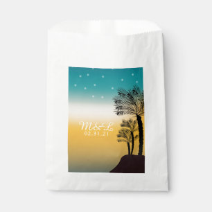 Wedding Palm Tree Tropical Beach Sunset Favour Bags