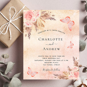 Wedding pampas grass blush butterfly budget flyer