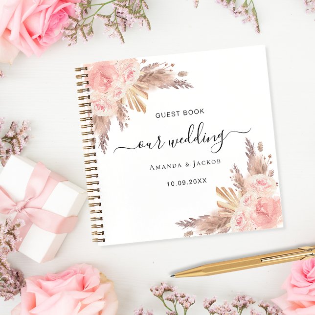 Wedding pampas grass rose gold guest book (Creator Uploaded)