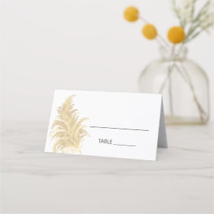Wedding Pampas Grass Tan On White Boho Summer Place Card