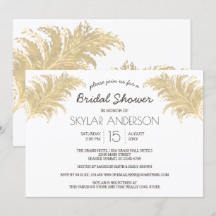 Wedding Pampas Grass Tan On White Bridal Shower Invitation