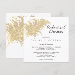 Wedding Pampas Grass Tan On White Rehearsal Invitation
