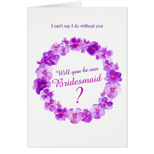 Wedding pansy purple will you be our bridesmaid? (Front)