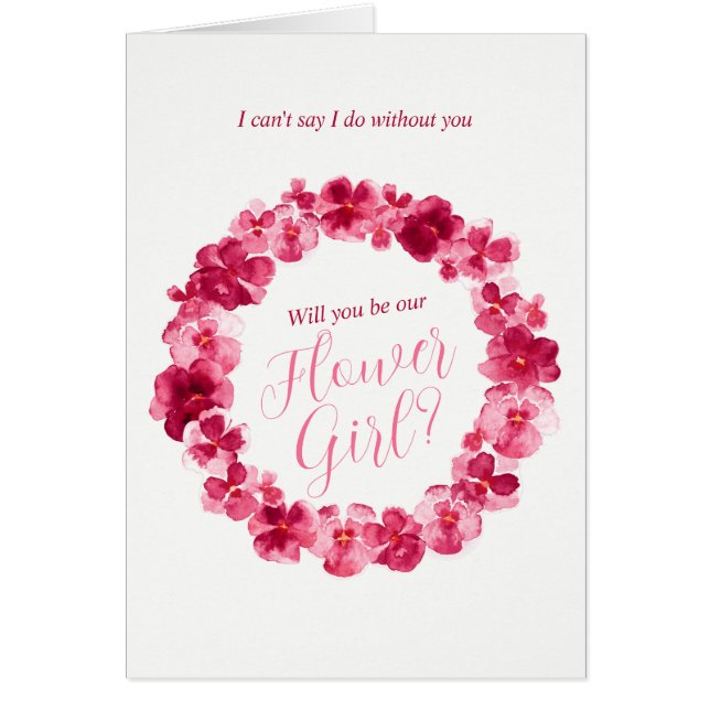 Wedding pansy red pink will you be my flower girl? (Front)