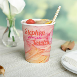 Wedding Paper Cup Pinkish Flowers