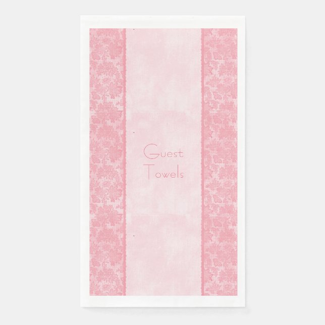 Wedding Paper Guest Towels Pink Damask Elegant Napkin (Front)