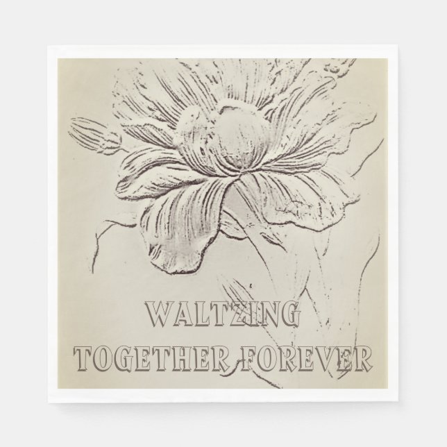 WEDDING Paper Napkin Waltzing Together Forever  (Front)