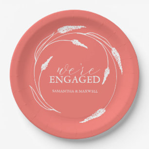Wedding Paper Plates Peach Wreath