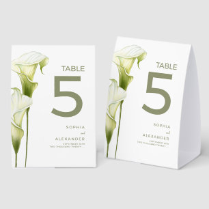Wedding Paper Table Tent "Delicate Calla Lilies"