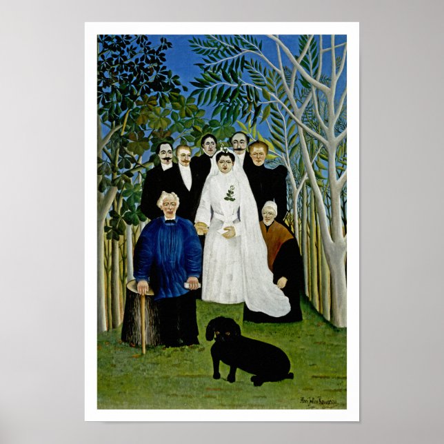 Wedding Party and a Prominent Dog -  by Rousseau Poster (Front)