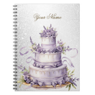 Wedding Party Cake Lavender Floral Elegant Notebook