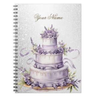 Wedding Party Cake Lavender Floral Elegant Notebook