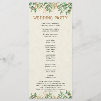 Wedding Party & Ceremony Programme
