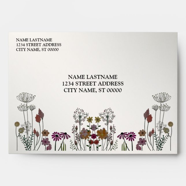 Wedding Party Colourful Garden Flowers Butterflies Envelope (Front)