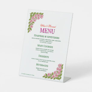 Wedding party custom menu pedestal sign