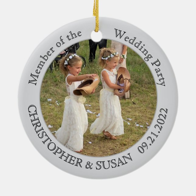 Wedding Party Custom Photo Ceramic Ornament (Back)