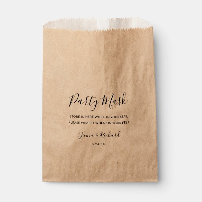 Wedding Party Face  Mask Favour Bags (Front)