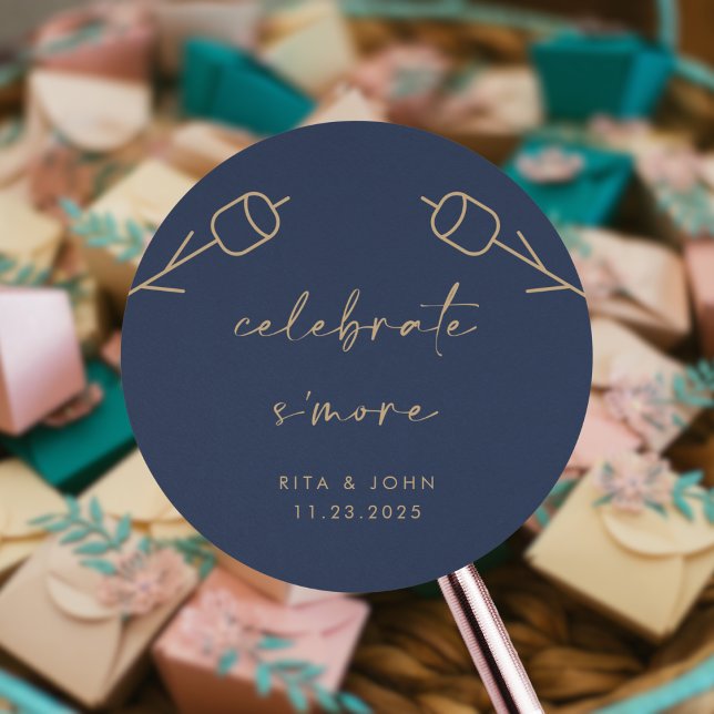 Wedding Party Favour S'more  Classic Round Sticker (Creator Uploaded)
